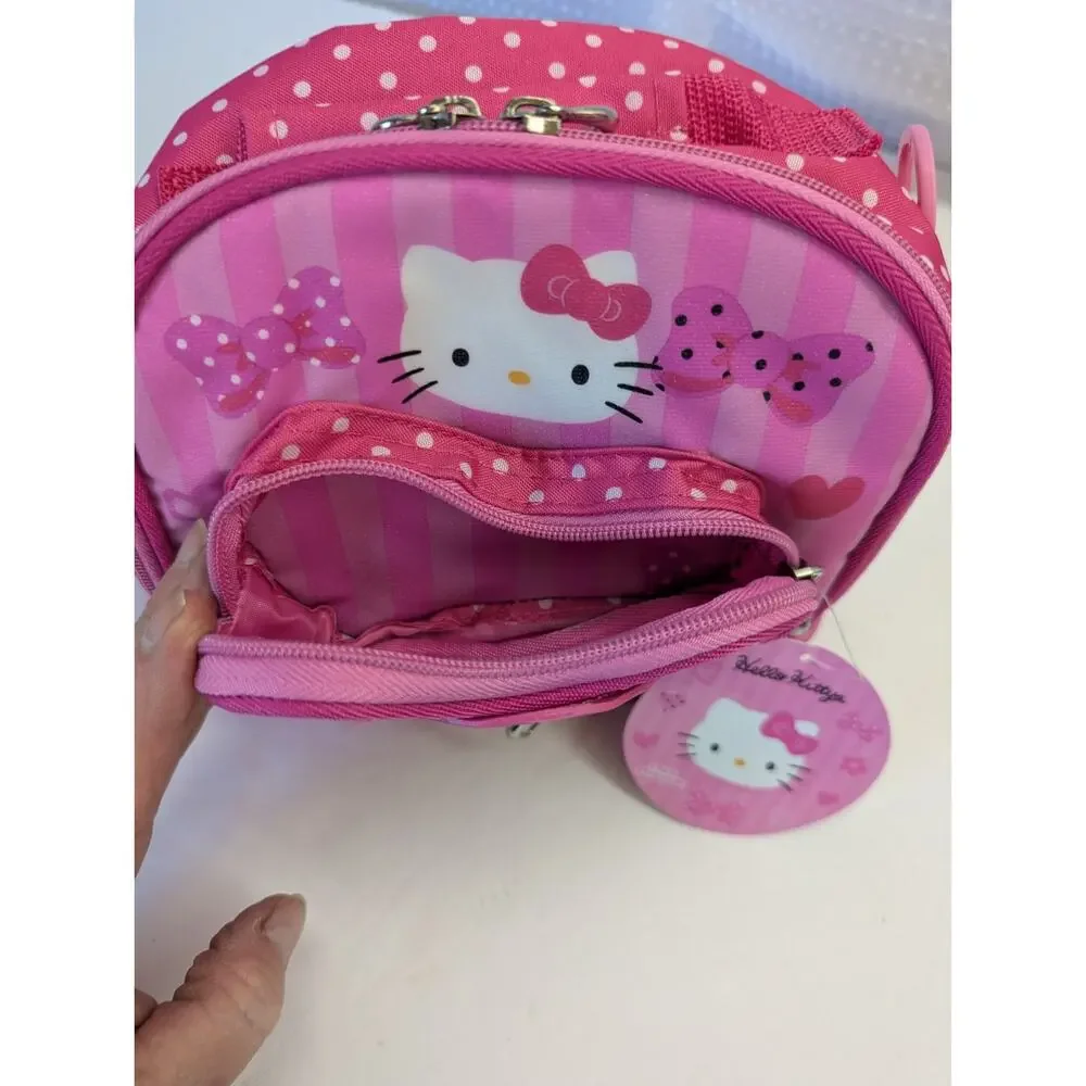 Hello Kitty Bow,Lunch Bag Cosmetic Bag Sanrio Polka Dot Cold Area Long Strap NWT